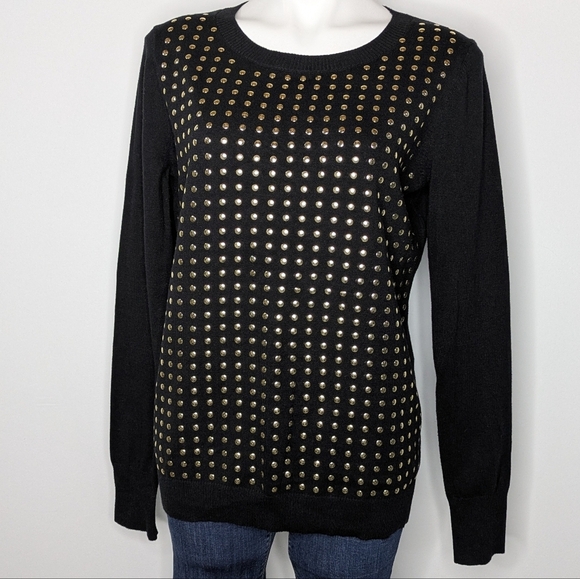 Express Sweaters - Express Black Gold Long Sleeve Cotton Blend Sweater L